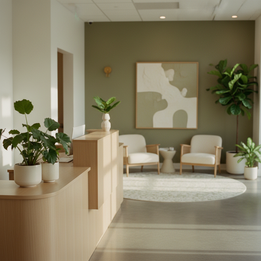 Modern ve aydınlık klinik resepsiyonu