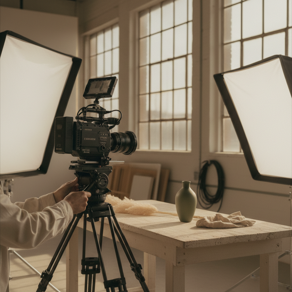 Brand35 prodüksiyon stüdyosu — sinema kamerası ve ışık kurulumu